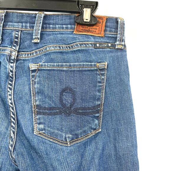 Lucky Brand Size 4 Jeans Blue Dark Wash Sofia Straight Leg Fitted Mid Rise - Picture 3 of 5